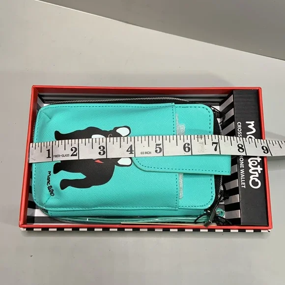 Marc Tetro Boston Terrier Turquoise Crossbody Phone Wallet. NWT in box - Picture 9 of 10